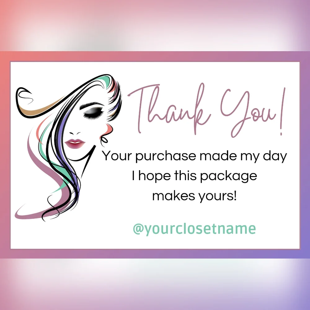 100 Thank you Cards 4x3 Girls fashion